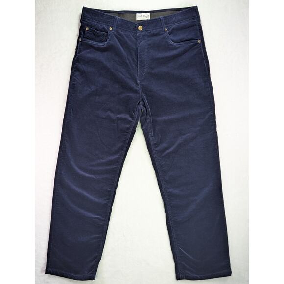John Blair Navy Flat Front Straight Leg Corduroy Pants 36W 29L w/Elastic Waist - Picture 1 of 10
